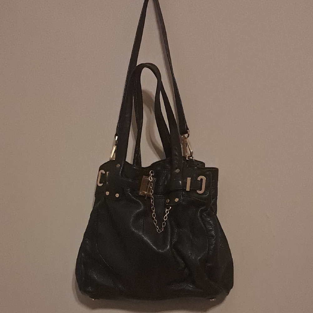 Elegant Black Leather Tote Bag